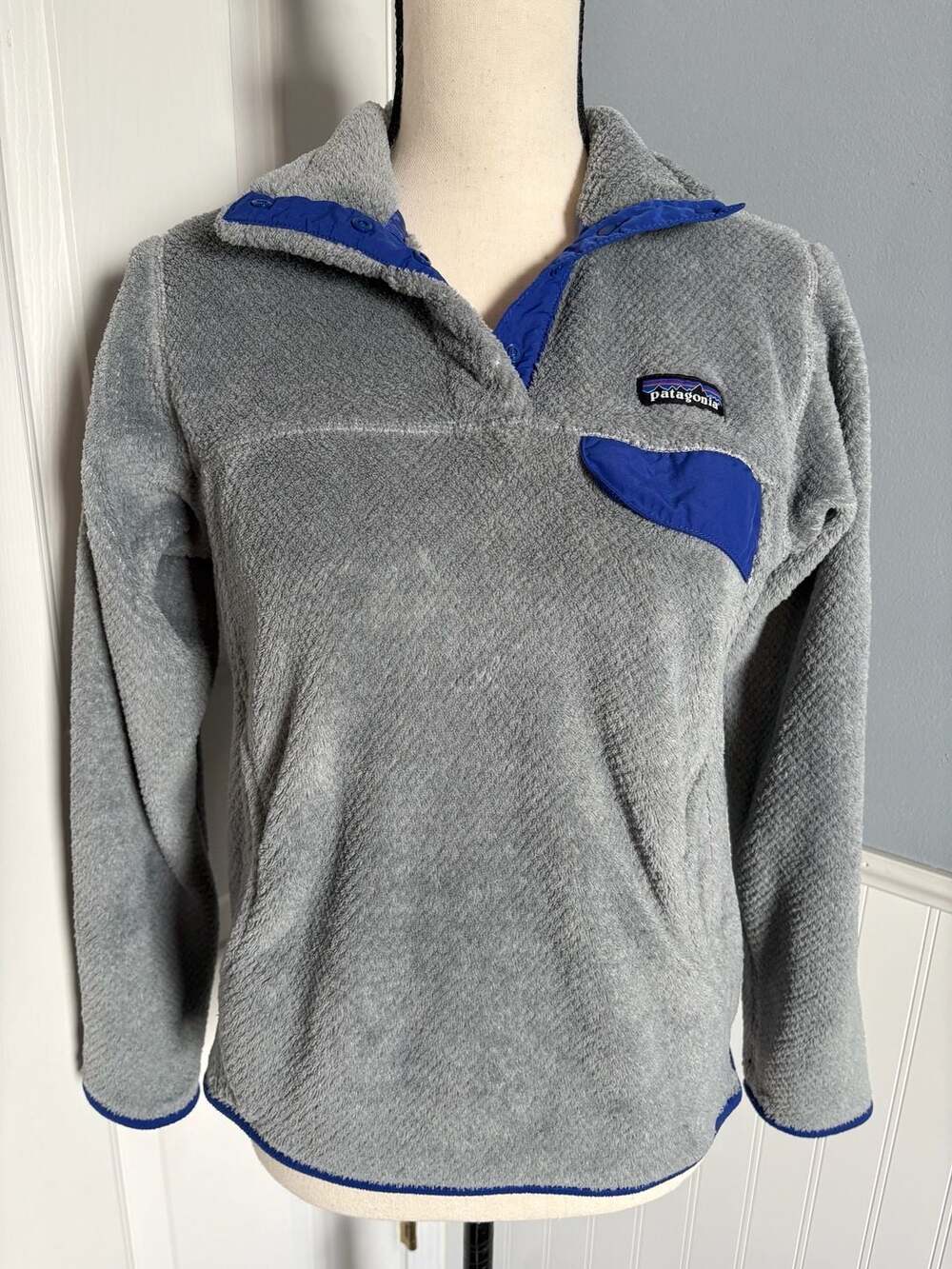 Patagonia Women's Re-Tool Snap Fleece Pullover Gray Blue